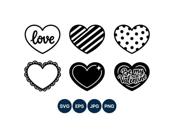 Black and White Valentine Hearts Line for Editorial & Web Design