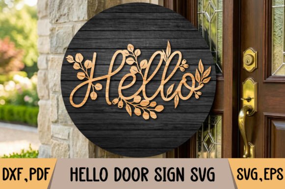 Editable Hello Door Sign SVG: A Stylish Laser Cut Design for Home Decor